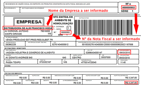 Exemplo de Nota Fiscal de Produtos