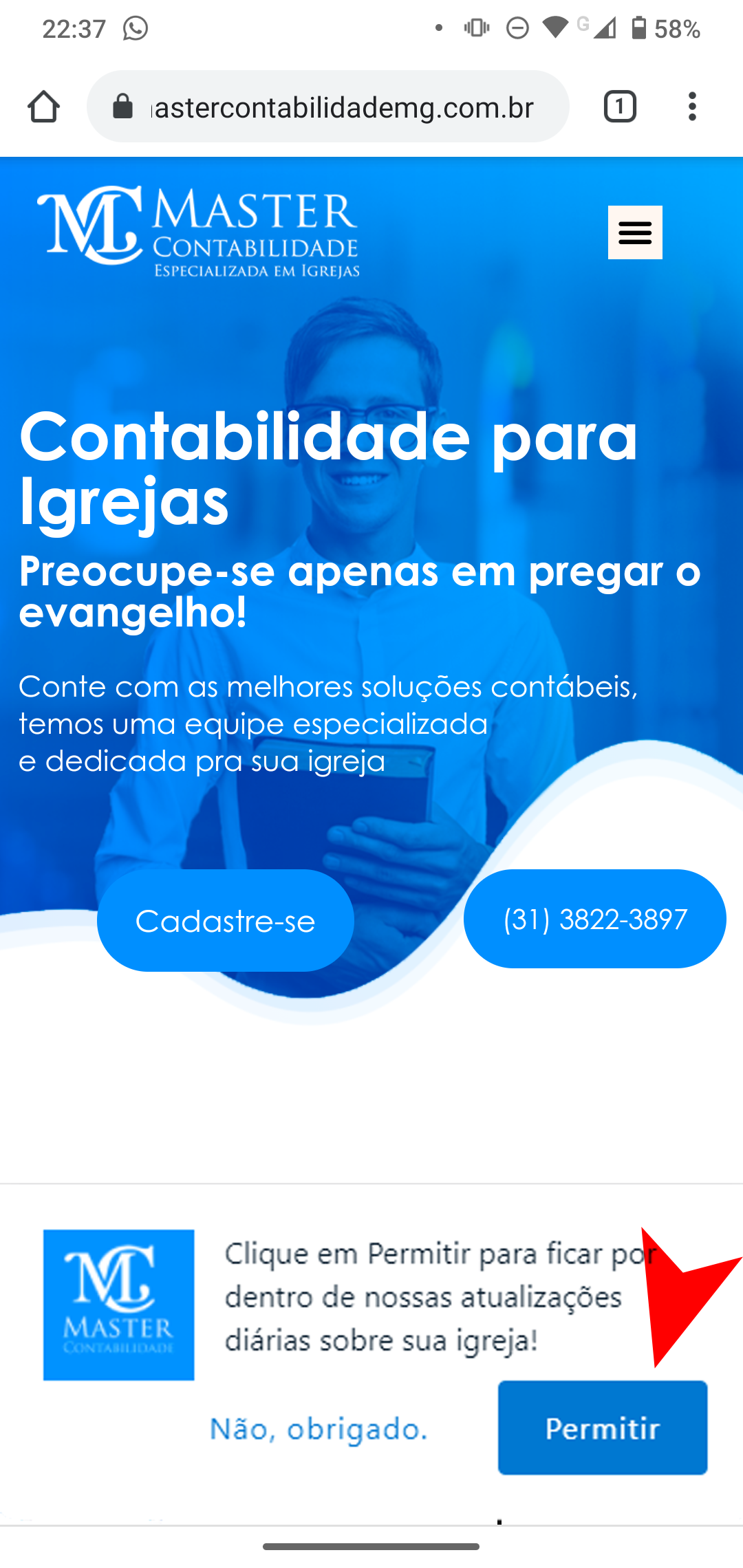 Clique em Permitit. Até aqui você já vai receber notificações, mas ainda falta algo.