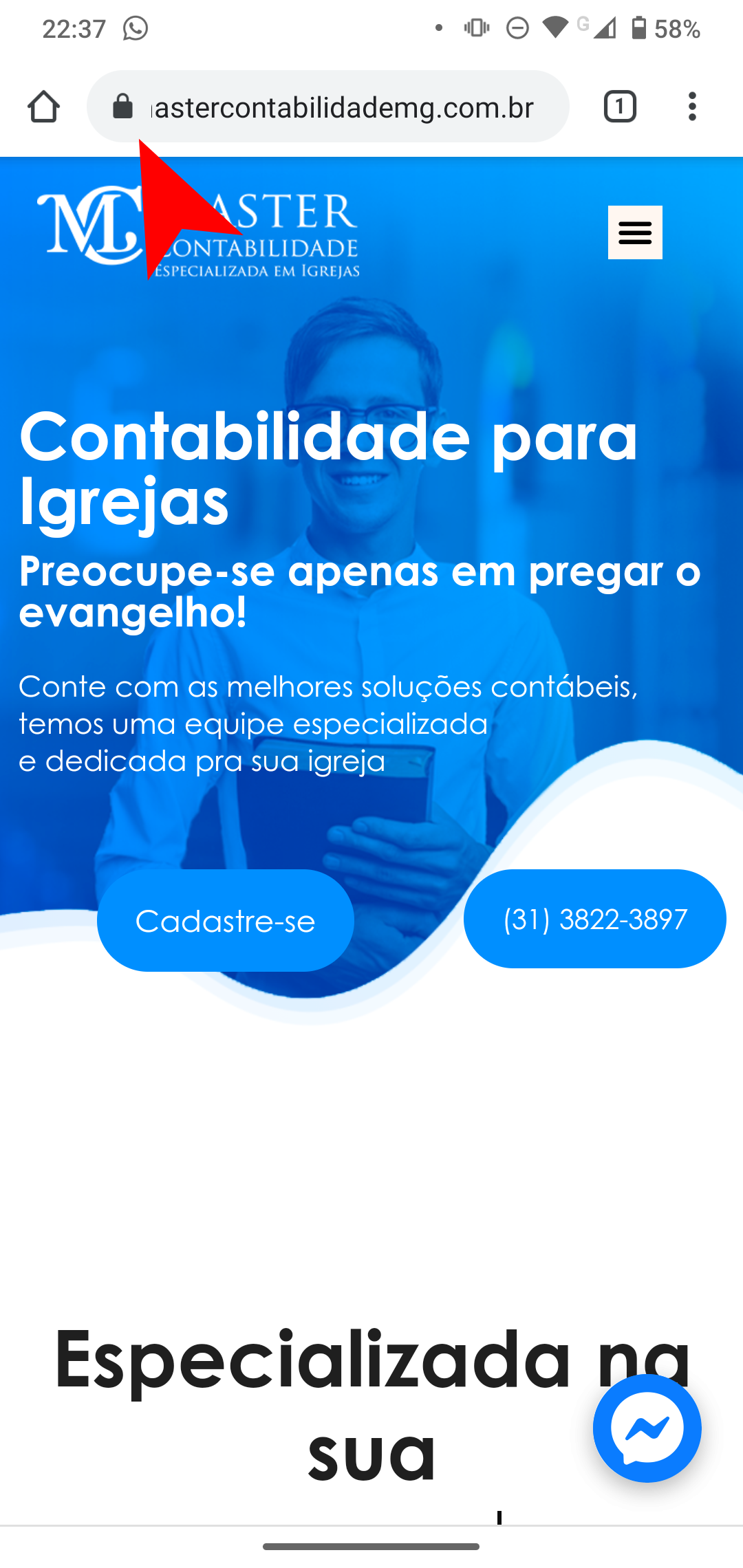 Clique no cadeadinho atrás do site,