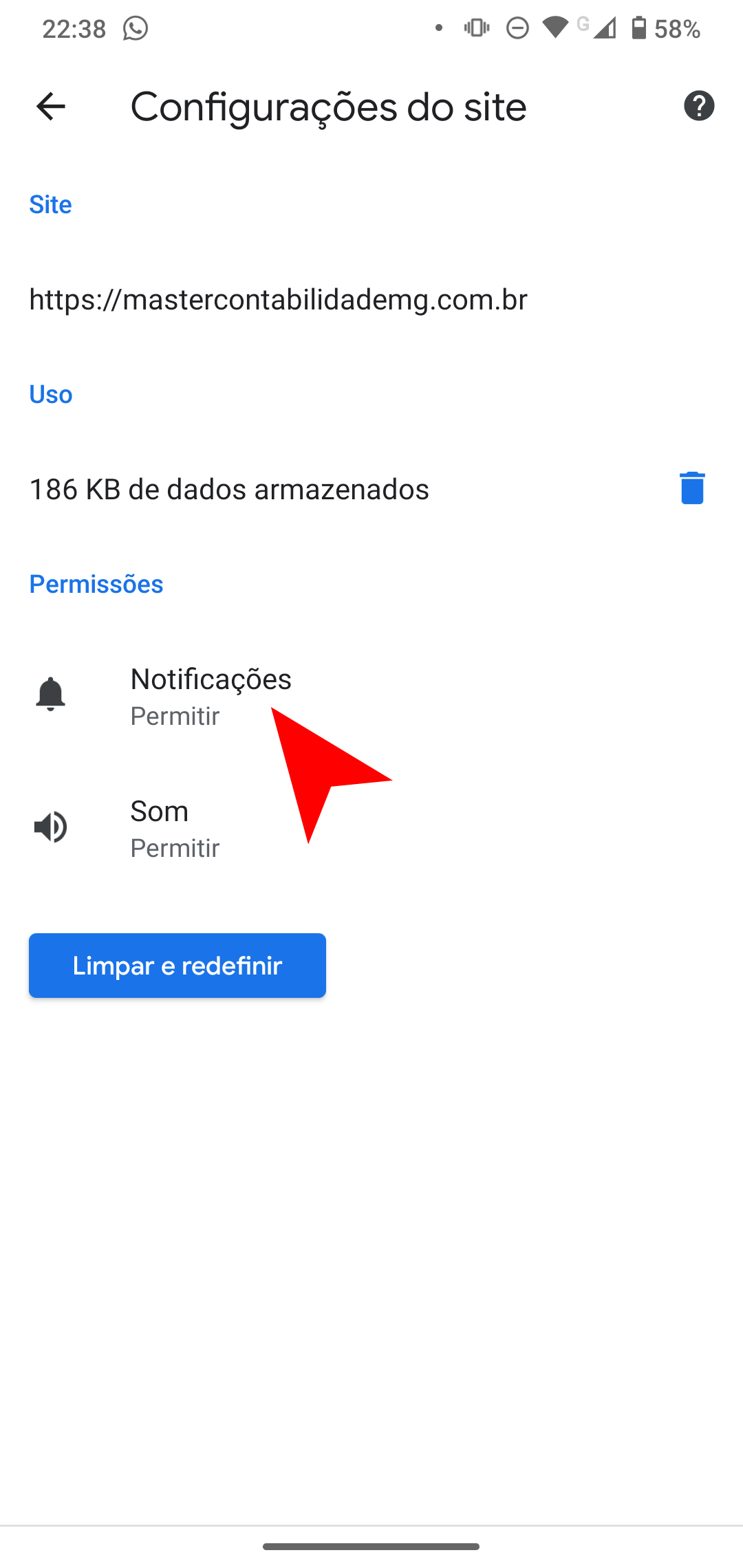 Clique em Notificações
