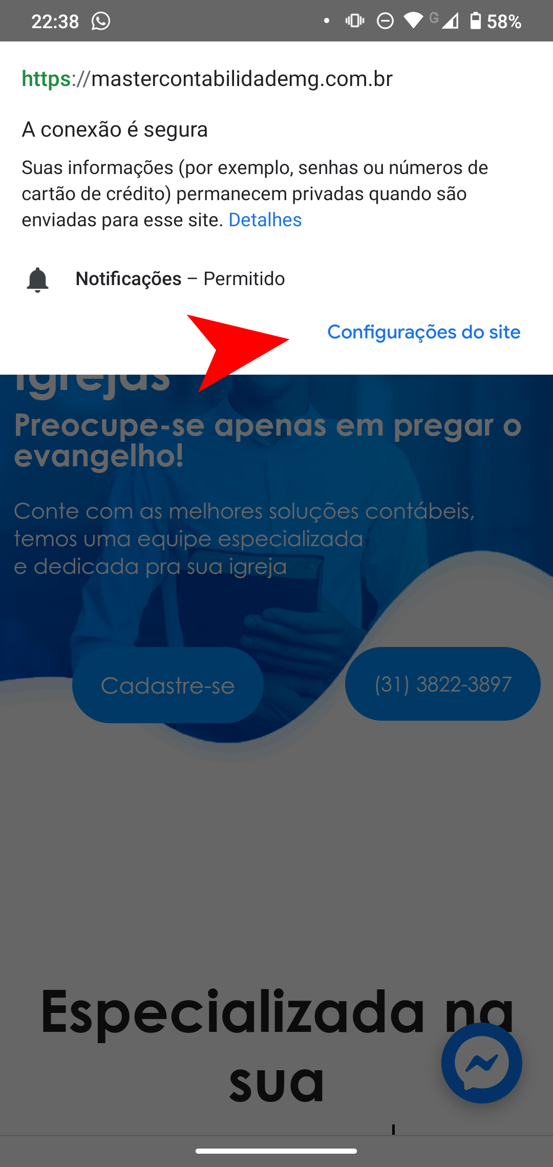 Clique em "Configurações"